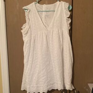 Elegant White Eyelet Mini Dress